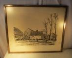 Mooie Tekening 'Boerderij met Paard' - O Van Rompay, Antiek en Kunst, Kunst | Tekeningen en Fotografie, Ophalen of Verzenden