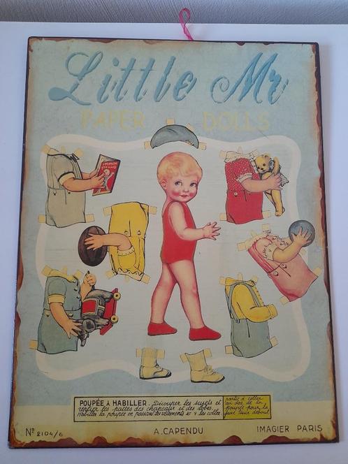 Emaille bord - Little Mister Paper Dolls, Antiek en Kunst, Curiosa en Brocante, Ophalen