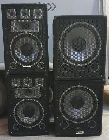2xTX15A Actieve Subwoofer 1000W & 2 x TX12 speaker 750W, Enlèvement, Utilisé, Subwoofer, Autres marques