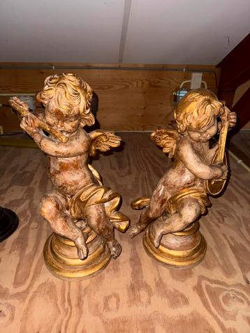 Antieke houten cherubs – 60 cm – verguld – barok stijl beschikbaar voor biedingen