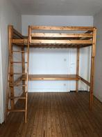 Hoogslaper met bureau - massief grenenhout, Maison & Meubles, Chambre à coucher | Lits superposés & Lits mezzanines, Queen size