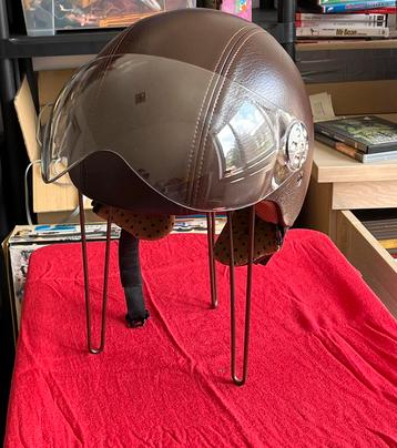 Retro helm met vizier. Bruin Leder maat xs, Femmes, Autres types, Enlèvement, Neuf, sans ticket