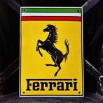 Panneau d'Affichage Émailée FERRARI Vintage Plaque Années 80, Envoi, Utilisé, Panneau publicitaire