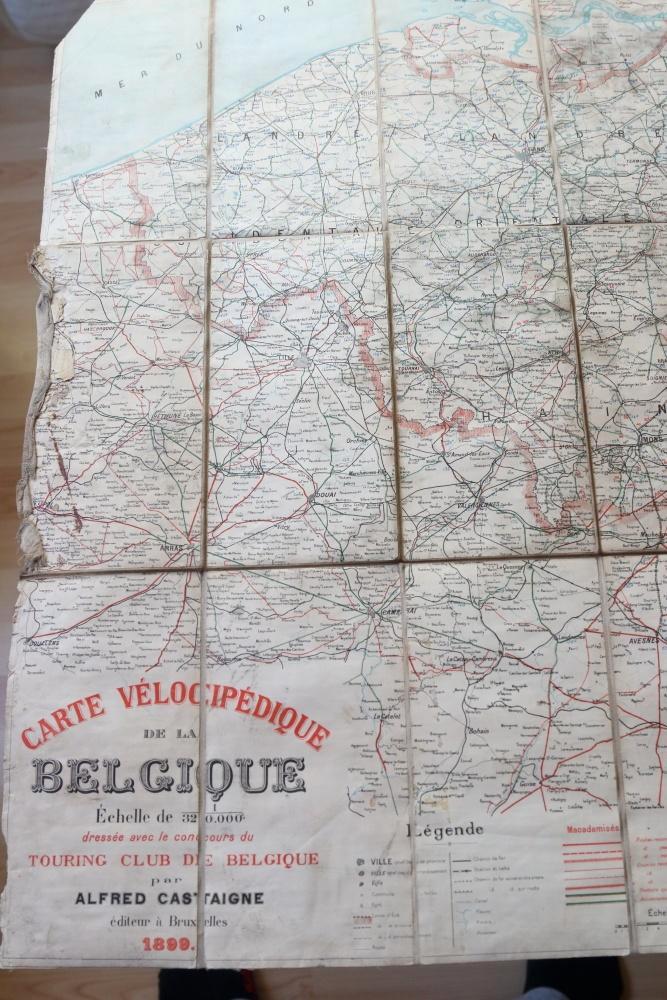 Velocipedische kaart van België jaar 1899, Boeken, Atlassen en Landkaarten, Gelezen, Overige typen, België, 1800 tot 2000, Ophalen of Verzenden