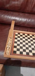 Vintage houten schaakspel met opbergschuiven, Ophalen of Verzenden, Zo goed als nieuw