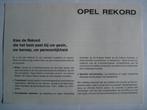Opel Rekord 1974 specificaties Brochure Catalogue Prospekt, Opel, Utilisé, Envoi