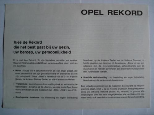 Opel Rekord 1974 specificaties Brochure Catalogue Prospekt, Livres, Autos | Brochures & Magazines, Utilisé, Opel, Envoi