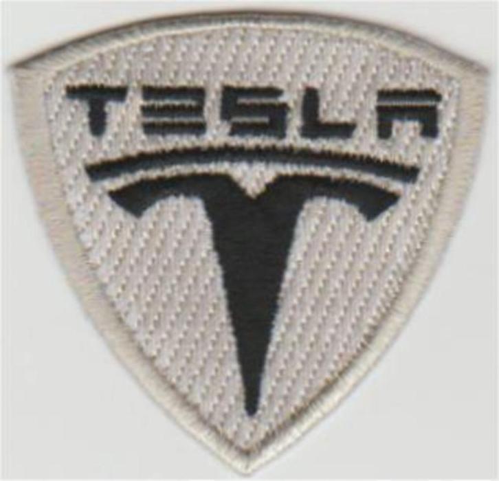 Tesla stoffen opstrijk patch embleem, Verzamelen, Automerken, Motoren en Formule 1, Nieuw, Verzenden