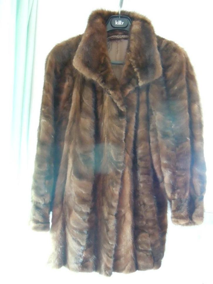 Bontjas Mantel Jas pels nerts vison licht bruin, Kleding | Dames, Jassen | Winter, Gedragen, Maat 42/44 (L), Bruin, Ophalen of Verzenden