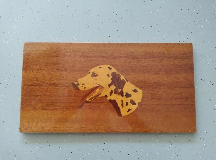 Vintage Houten kader - Ingelegd - Hond Dalmatiër - Prachtig, Antiek en Kunst, Curiosa en Brocante, Ophalen of Verzenden