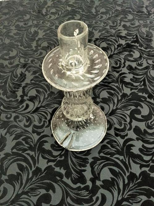 19e eeuwse glazen kandelaar in geblazen glas, Antiek en Kunst, Antiek | Glaswerk en Kristal, Ophalen of Verzenden