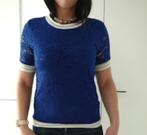 Shirt met kant Lola Liza, Comme neuf, Manches courtes, Taille 38/40 (M), Bleu