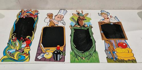 Set van 4 design krijtborden , kok , kaas , jacht , kabouter, Zakelijke goederen, Horeca | Meubilair en Inrichting, Gebruikt, Ophalen of Verzenden
