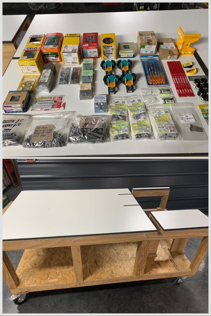 Stevige mobiele zaagtafel/ werkbank+materiaal, Doe-het-zelf en Bouw, Werkbanken, Zo goed als nieuw, Ophalen