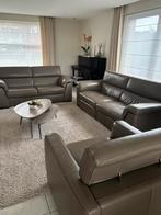 Lederen salon (kleur taupe), Huis en Inrichting, Zetels | Complete zithoeken, Ophalen, Gebruikt, Leer