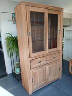 Massief houten vitrinekast, Huis en Inrichting, Kasten | Vitrinekasten, Ophalen, 100 tot 150 cm, 150 tot 200 cm, 25 tot 50 cm