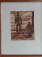 Eugeen van Mieghem  1875 - 1930  Tekening Koppel a d Schelde, Antiek en Kunst, Verzenden