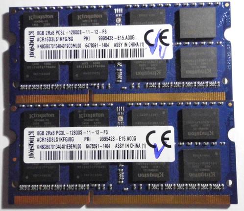 2 x 8 Gb DDR3L Sodimm, Informatique & Logiciels, Mémoire RAM, Laptop, 16 GB, DDR3, Enlèvement ou Envoi