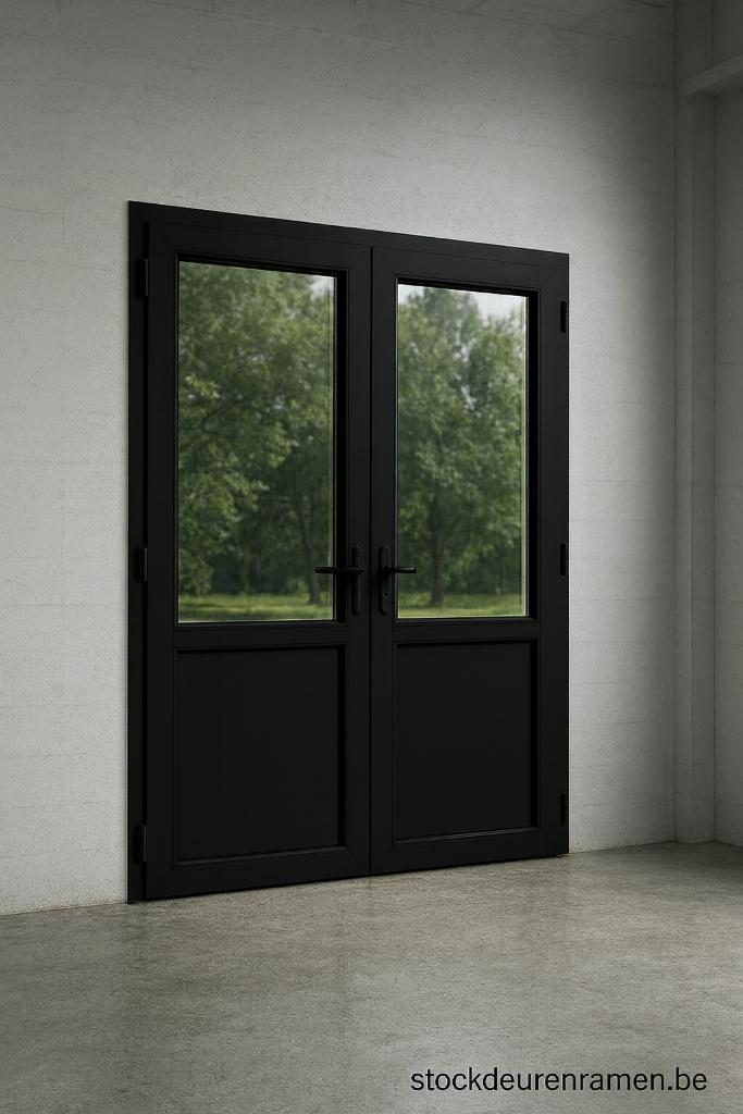 Opruiming dubbele PVC tuindeuren-180x210 zwart-antraciet-wit, Doe-het-zelf en Bouw, Deuren en Vliegenramen, Nieuw, Buitendeur