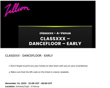 Ticket: Zillion CLASSXXX beschikbaar voor biedingen