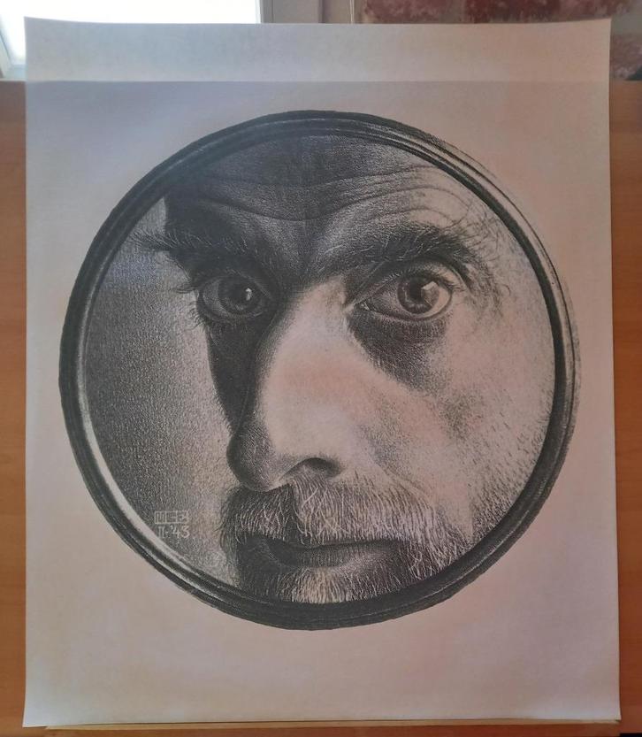M.C. Escher - litho - Zelfportret 1943  (after), Antiek en Kunst, Kunst | Litho's en Zeefdrukken, Verzenden