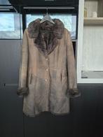 Damesmantel Leder/Bont (Mouton Retourné) - Mt. 40-42, Kleding | Dames, Jassen | Winter, Maat 38/40 (M), Bruin, Ophalen of Verzenden