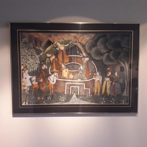 Historische Mughal handschilderij op zijde, Antiek en Kunst, Kunst | Schilderijen | Klassiek, Ophalen of Verzenden