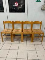 lot de 4 chaises en bois et assise en paille tressée, Maison & Meubles, Enlèvement, Comme neuf, Bois, Une