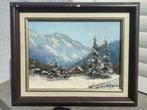 huile sur toile paysage enneige signe Walter Jonckheere, Antiek en Kunst, Ophalen of Verzenden