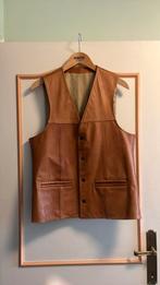 Vintage camel bruin lederen gilet, Enlèvement ou Envoi, Porté, Taille 38/40 (M), Brun