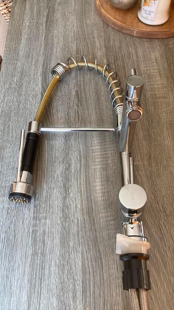 Robinet de Cuisine AURALUM PRO Ressort Rotatif 360, Bricolage & Construction, Sanitaire, Utilisé, Chrome, Enlèvement ou Envoi