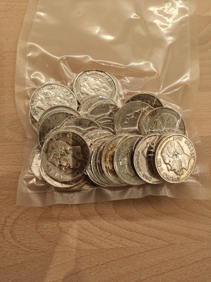 40x 5 frank koning leopold 2 (zilvergewicht 900gr), Postzegels en Munten, Edelmetalen en Baren, Zilver, Ophalen