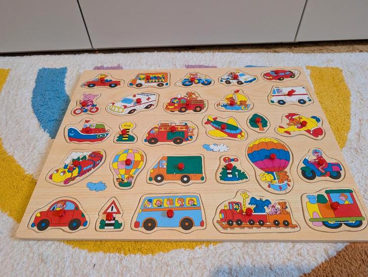 Grote houten puzzel Voertuigen, Kinderen en Baby's, Speelgoed | Kinderpuzzels, Zo goed als nieuw, 2 tot 4 jaar, 10 tot 50 stukjes