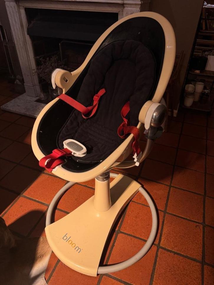 Bloom kindereetstoel, Kinderen en Baby's, Kinderstoelen, Gebruikt, Meegroeistoel, Aanschuifbaar, Afneembaar eetblad, Gordel(s)