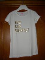 Wit t-shirt met fijn lichtgeel streepje, 146-152, Hema, Kinderen en Baby's, Meisje, Ophalen of Verzenden, Zo goed als nieuw, Shirt of Longsleeve