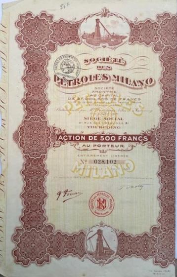 Aandeel Pétroles Milano 1920 (VF) beschikbaar voor biedingen
