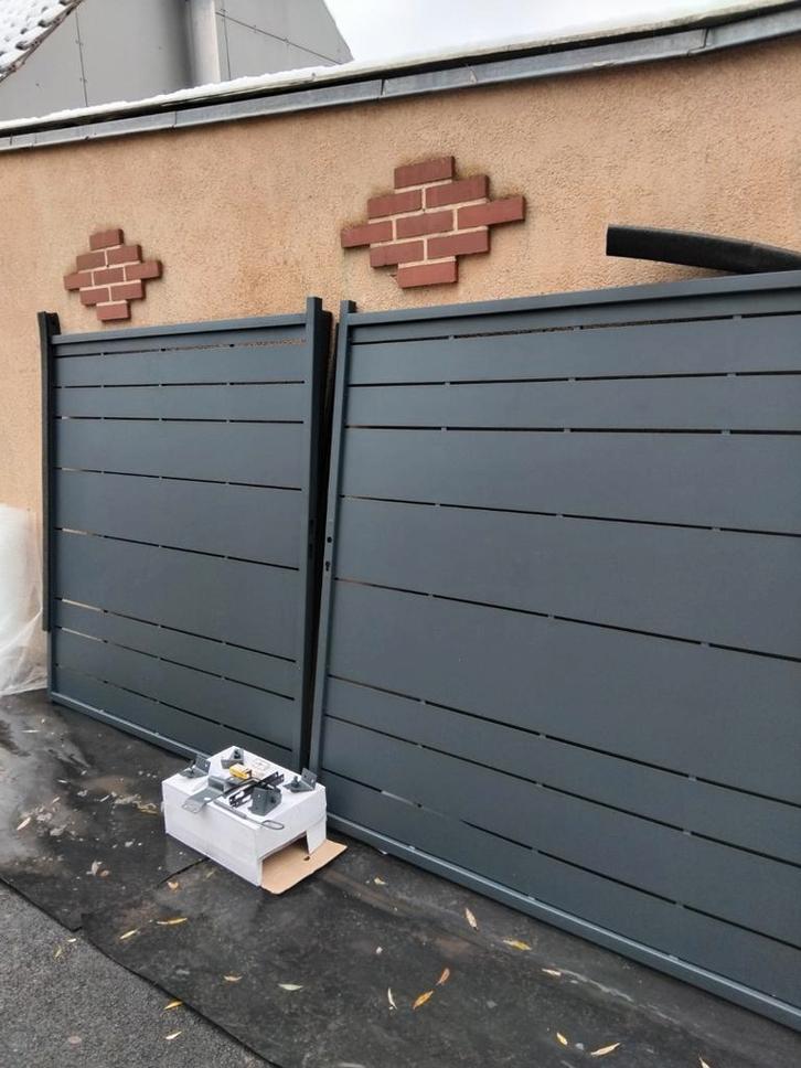 Portail grand largeur poteau gris anthracite 7016., Tuin en Terras, Schuttingen