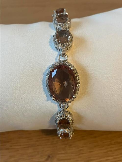 Zilveren armband met zultaniet / zultanite (19 cm), Bijoux, Sacs & Beauté, Bagues, Neuf, Femme, 20 ou plus grands, Rouge, Argent