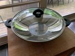 Inox Wok Schulte-Ufer Blue Moon 6661-34b diam 34cm 4,75 ltr, Inox, Keramische plaat, Ophalen of Verzenden, Zo goed als nieuw