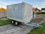 Eduard dubbelas plateau aanhangwagen met huif, Auto diversen, Aanhangers en Bagagewagens, Ophalen, Zo goed als nieuw