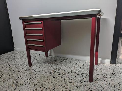 Vintage gelakt metalen bureau, in zeer goede staat, Maison & Meubles, Bureaux, Comme neuf, Bureau, Enlèvement