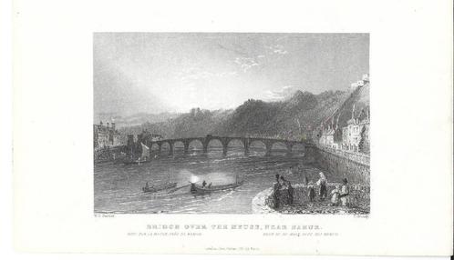 1837 - Namur - pont sur la Meuse, Antiek en Kunst, Kunst | Etsen en Gravures, Ophalen of Verzenden