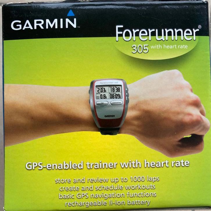 Sporthorloge Garmin Forerunner 305 GPS, Sport en Fitness, Hartslagmeters, Gebruikt, Garmin, Waterdicht, Met loopsnelheid, Ophalen