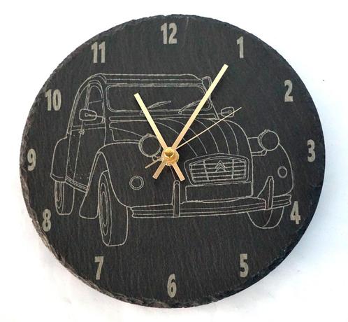 Klok met 2CV of andere auto- met je eigen kenteken of naam, Huis en Inrichting, Woonaccessoires | Klokken, Nieuw, Wandklok, Analoog