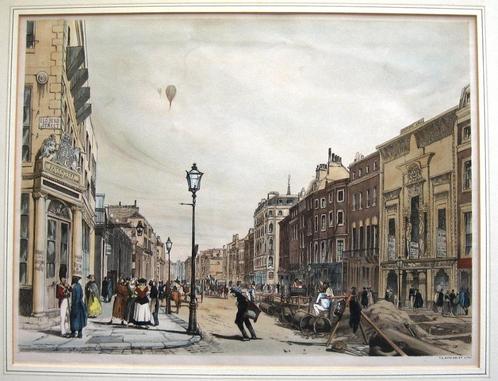 TS Boys Lithografie 1842 Picadilly looking towards the City, Antiquités & Art, Art | Lithographies & Sérigraphies, Enlèvement ou Envoi