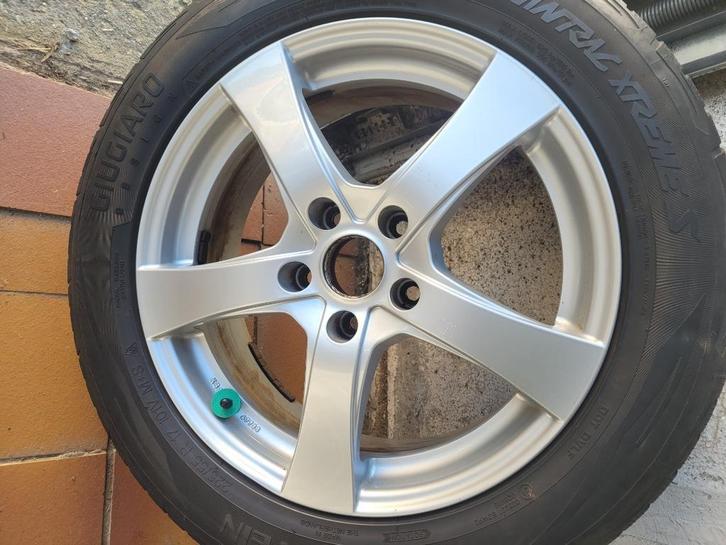 4 pneus hiver montés sur jantes alu 225/55/17 en bon état, Auto-onderdelen, Banden en Velgen, Banden en Velgen, Winterbanden, 17 inch