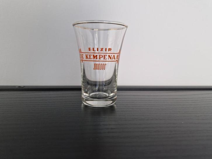 shotglas / borrelglaasje Elixir De Kempenaar, Verzamelen, Glas en Drinkglazen, Borrel- of Shotglas, Ophalen of Verzenden
