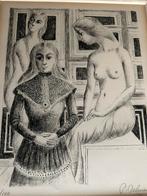 FEMMES AU TABOURET.    PAUL DELVAUX, Antiek en Kunst, Kunst | Litho's en Zeefdrukken, Ophalen