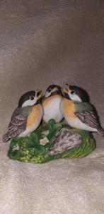 Vintage porseleinen beeldje Franklin Mint - 3 vogeltjes, Envoi, Comme neuf, Animal