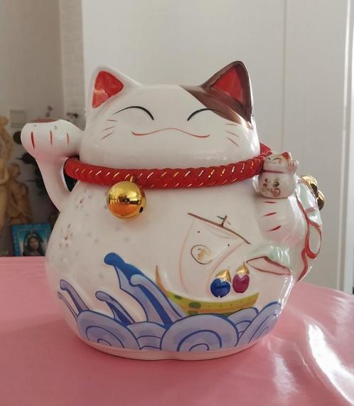 Porseleinen Happy Boeddha geluks-kat,poes,Buddha-cat, Huis en Inrichting, Woonaccessoires | Boeddhabeelden, Nieuw, Ophalen